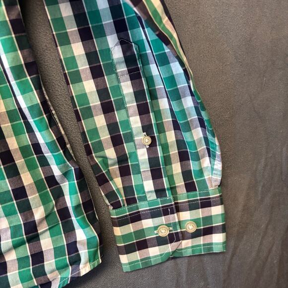 Banana Republic Plaid Shirt Button Non Iron Slim Fit Dress Mens Medium Preppy - Picture 5 of 11